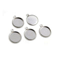 5pcs Cabochon Bases 12mm Stainless Steel Charms Pendant – Single Loop