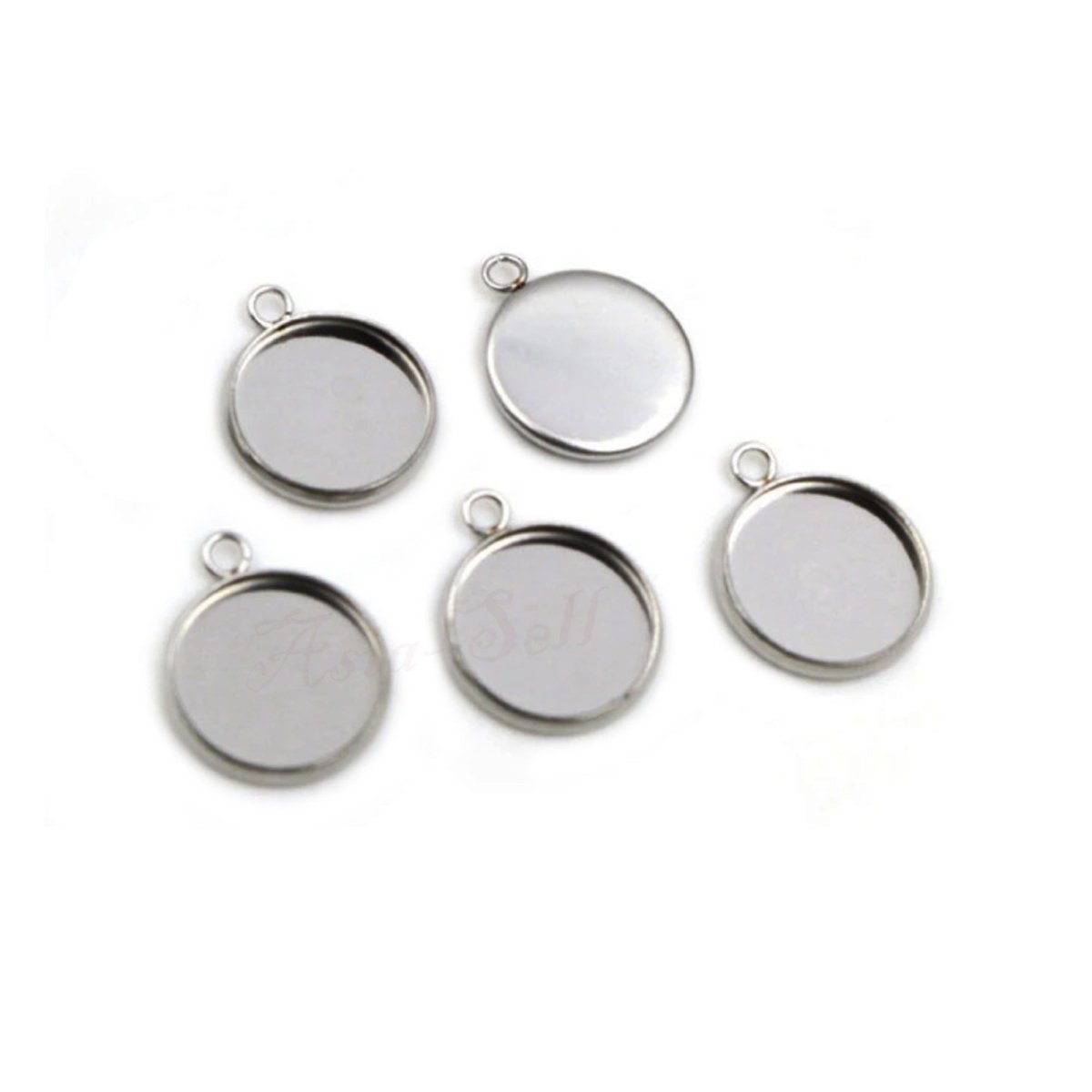 5pcs Cabochon Bases 12mm Stainless Steel Charms Pendant – Single Loop