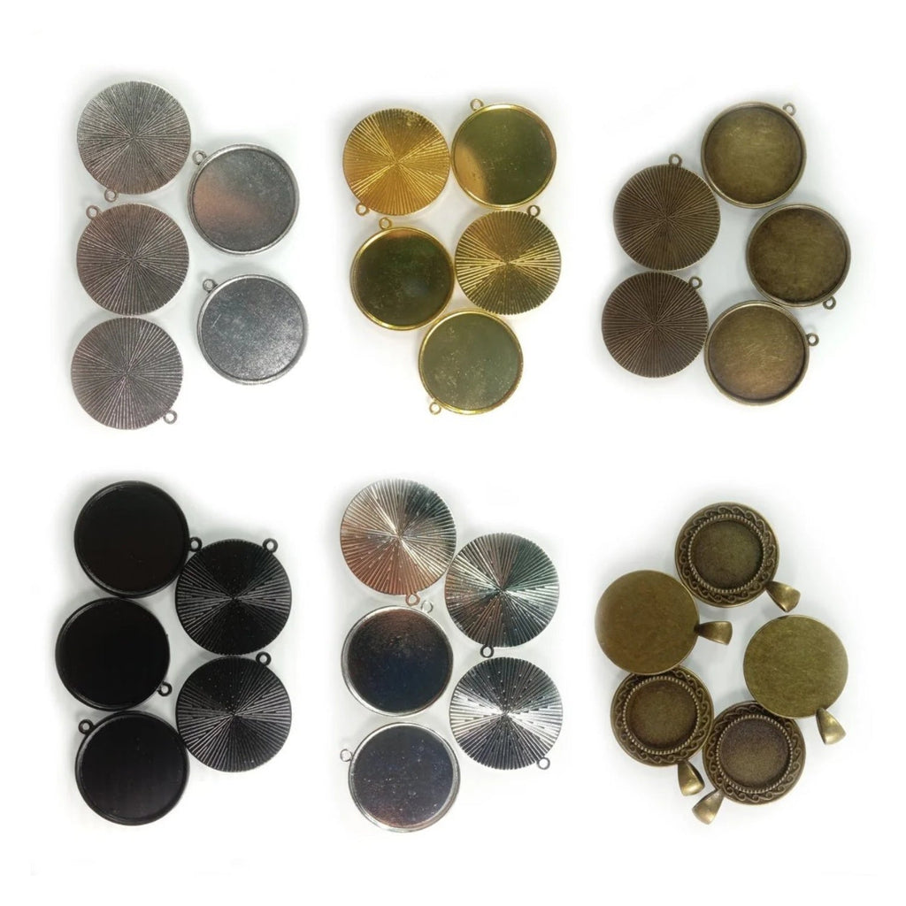5pcs Cabochon Bases 18mm 30mm ID Antique Bronze Silver Gold