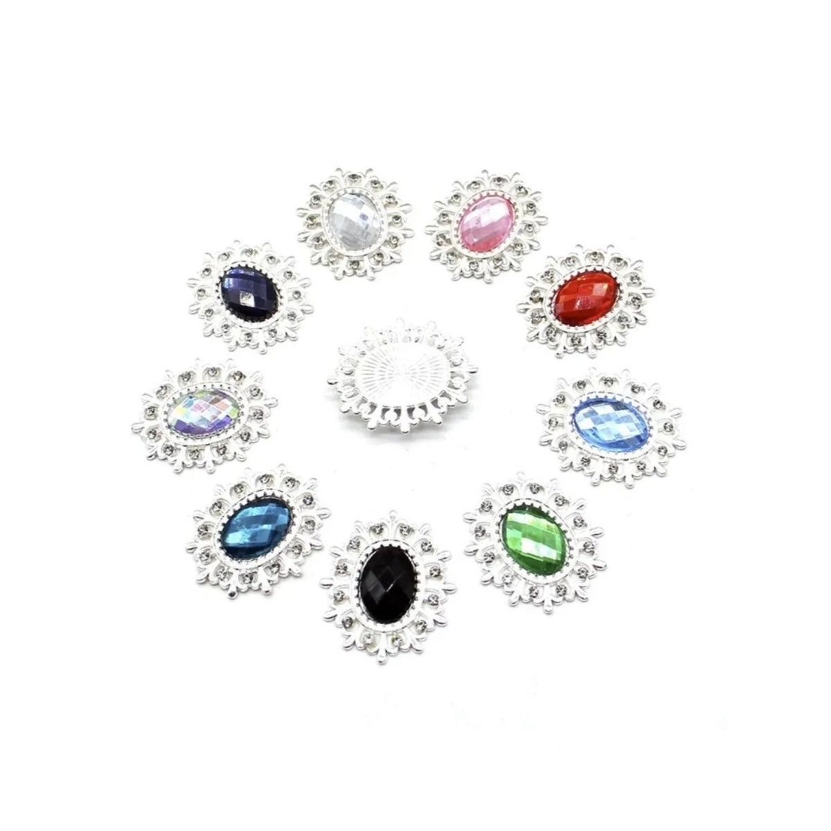 5pcs or 19pcs Rhinestone Acrylic Cabochon Gem Button Craft Sewing DIY Handmade Clothing Embellishment Decorative Decorations Mixed Set - 19pcs Mixed Set - Asia Sell