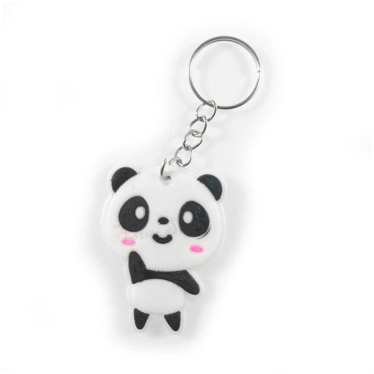 5pcs Soft Panda Keychain with Pink Cheeks – Silver Ring
