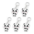 5pcs Soft Panda Keychain with Pink Cheeks – Silver Ring