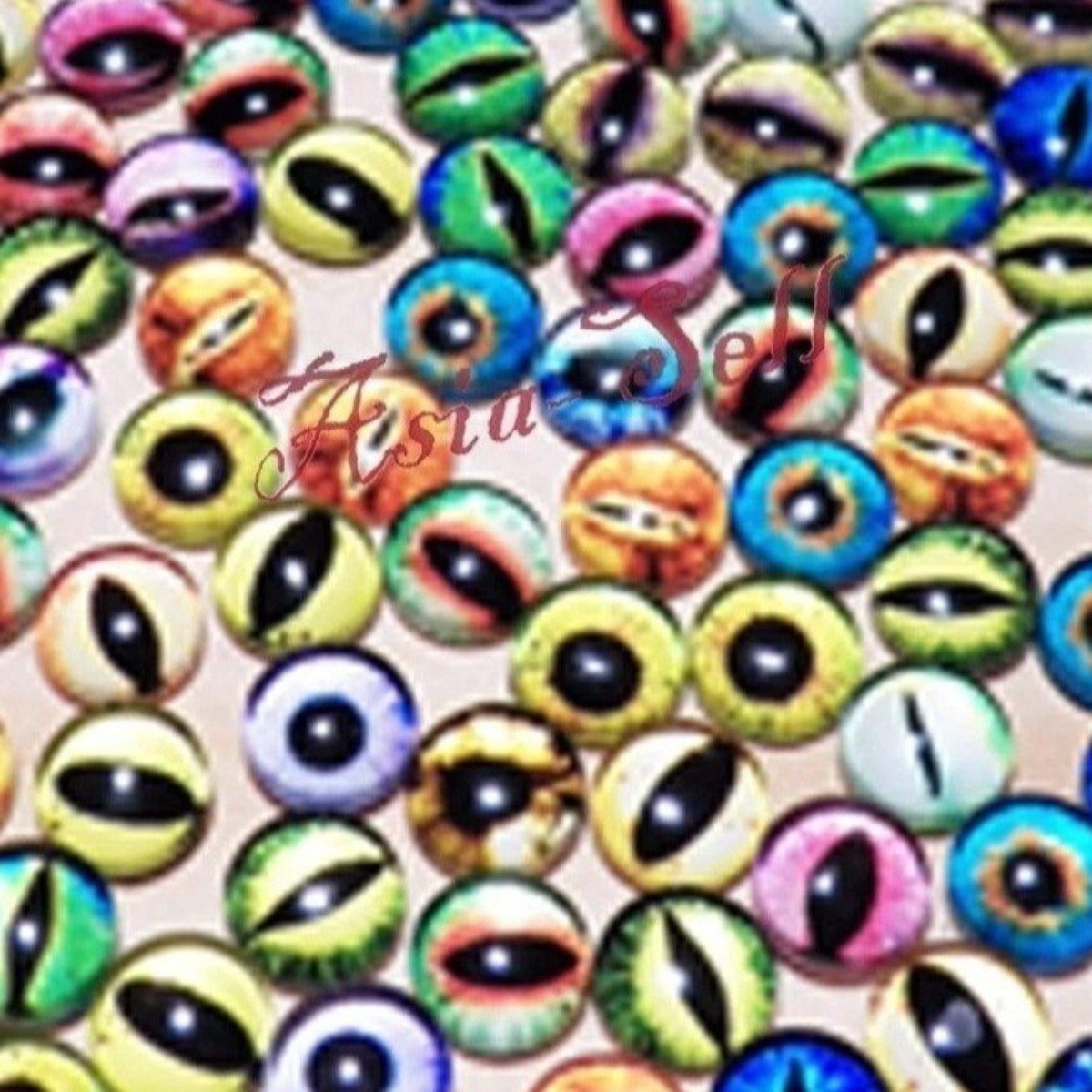 60pcs Round 12mm Glass Eyes Dragon Lizard Frog – A