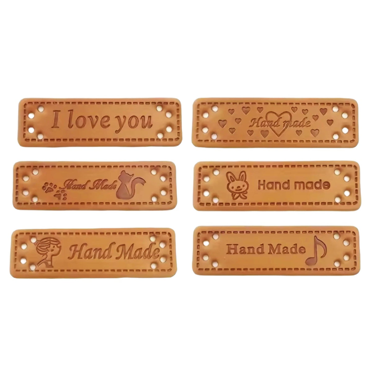 60x Mixed 5cm Hand Made Faux Leather Labels
