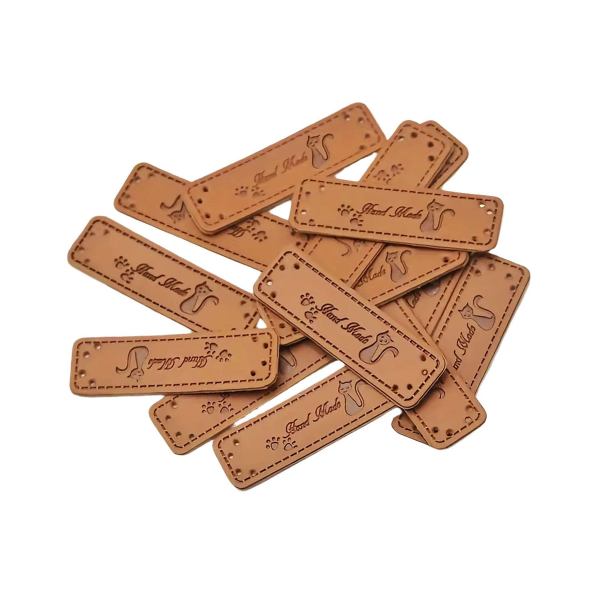 60x Mixed 5cm Hand Made Faux Leather Labels