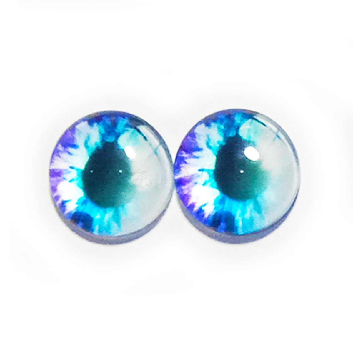 10pcs 6mm & 8mm Glass Cabochon Eyes – 10x 6-12mm Glass Eyes - Blue Round Pupils