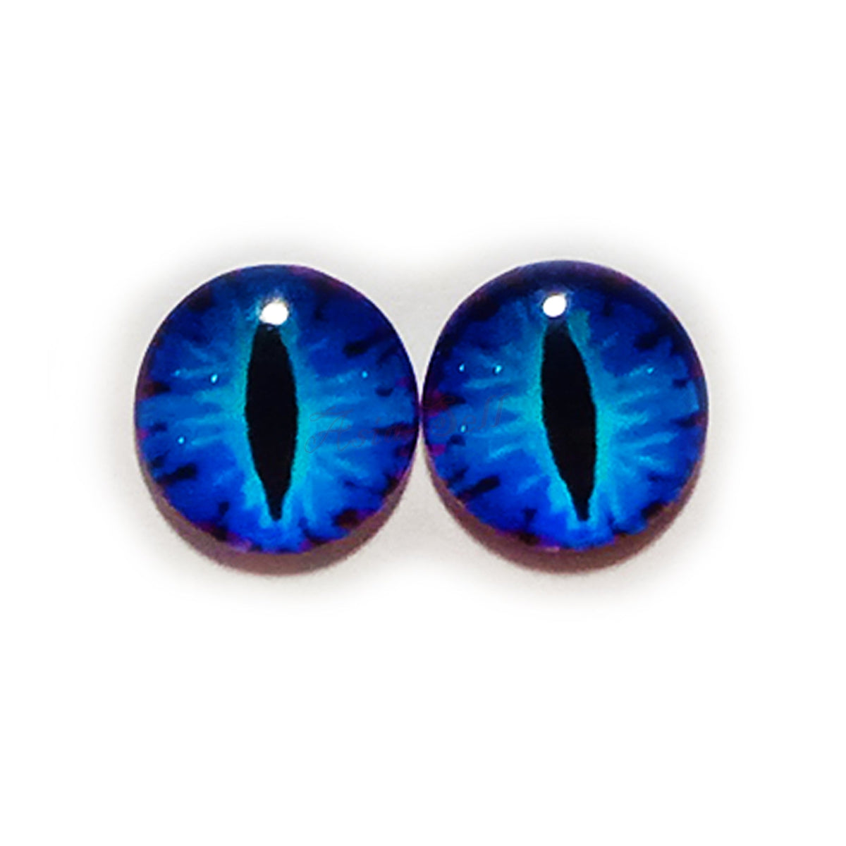 10pcs 6mm & 8mm Glass Cabochon Eyes – 10x 6-12mm Glass Eyes - Blue Thin Pupils