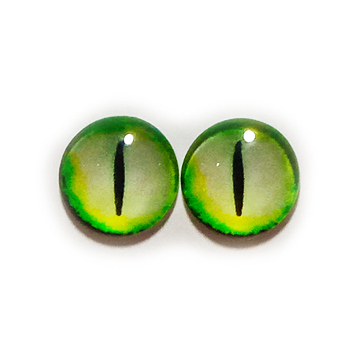 10pcs 6mm & 8mm Glass Cabochon Eyes – 10x 6-12mm Glass Eyes - Green Lizard Pupils