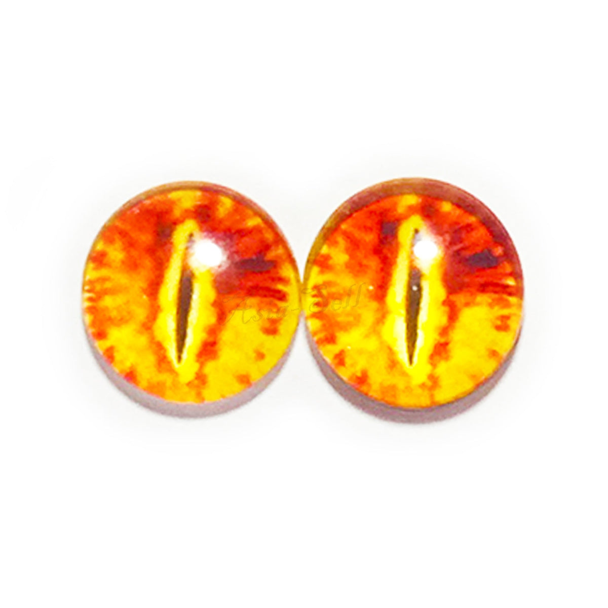 10pcs 6mm & 8mm Glass Cabochon Eyes – 10x 6-12mm Glass Eyes - Orange Slit Pupils