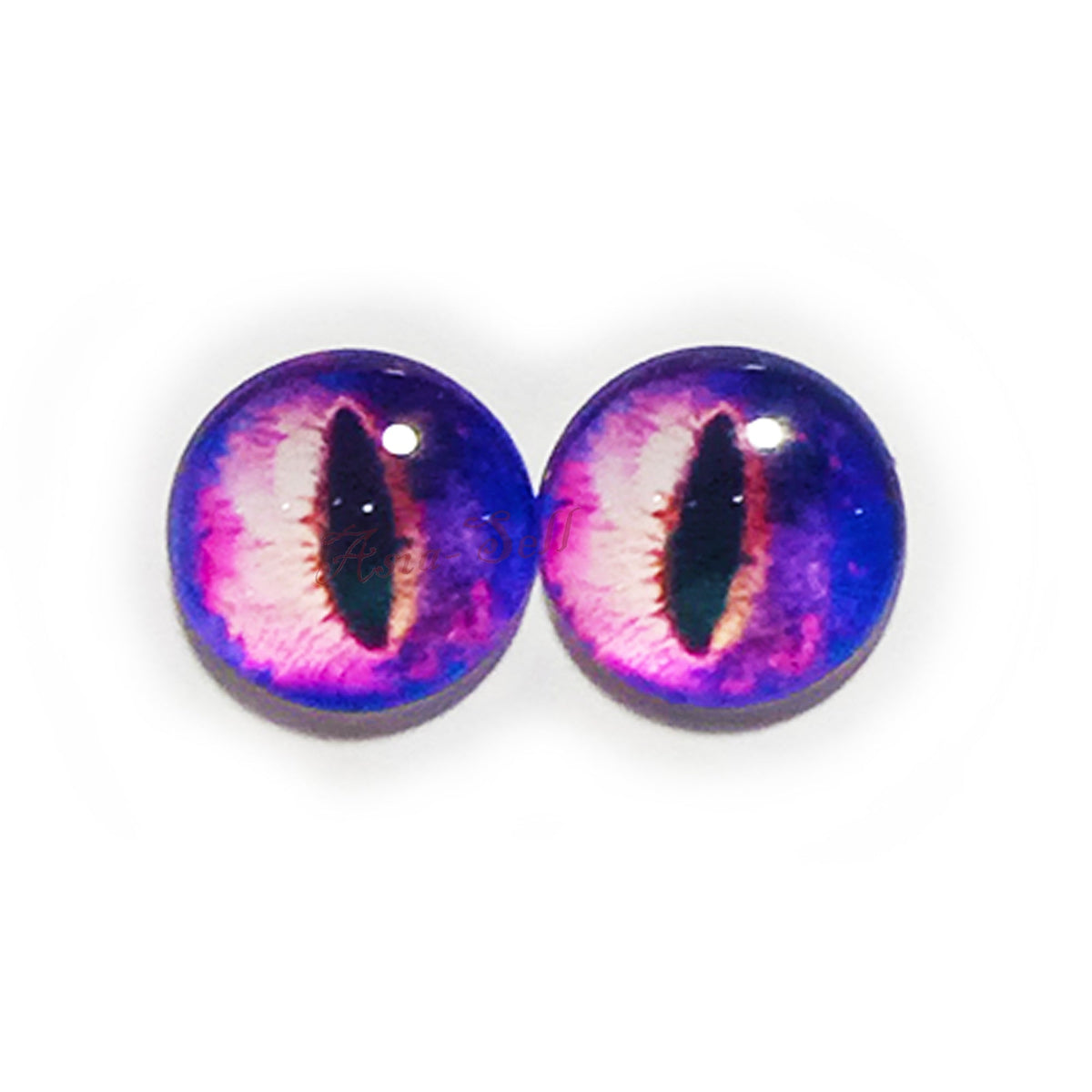 10pcs 6mm & 8mm Glass Cabochon Eyes – 10x 6-12mm Glass Eyes - Purple Lizard Pupils