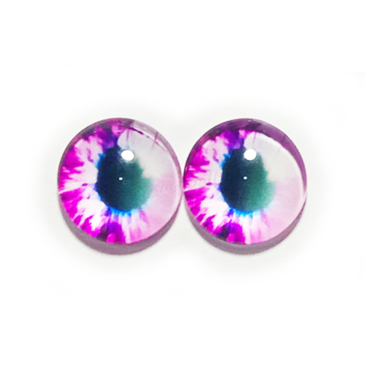 10pcs 6mm & 8mm Glass Cabochon Eyes – 10x 6-12mm Glass Eyes - Purple White Round Pupils