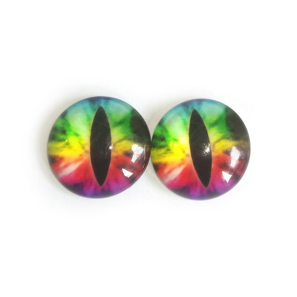 10pcs 6mm & 8mm Glass Cabochon Eyes – 10x 6-12mm Glass Eyes - Green Red Slit Pupil Eyes