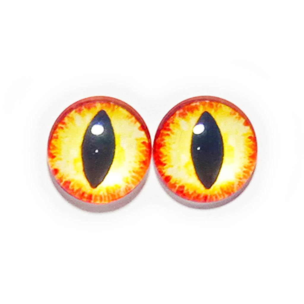 10pcs 6mm & 8mm Glass Cabochon Eyes – 10x 6-12mm Glass Eyes - Red Orange Animal Eyes