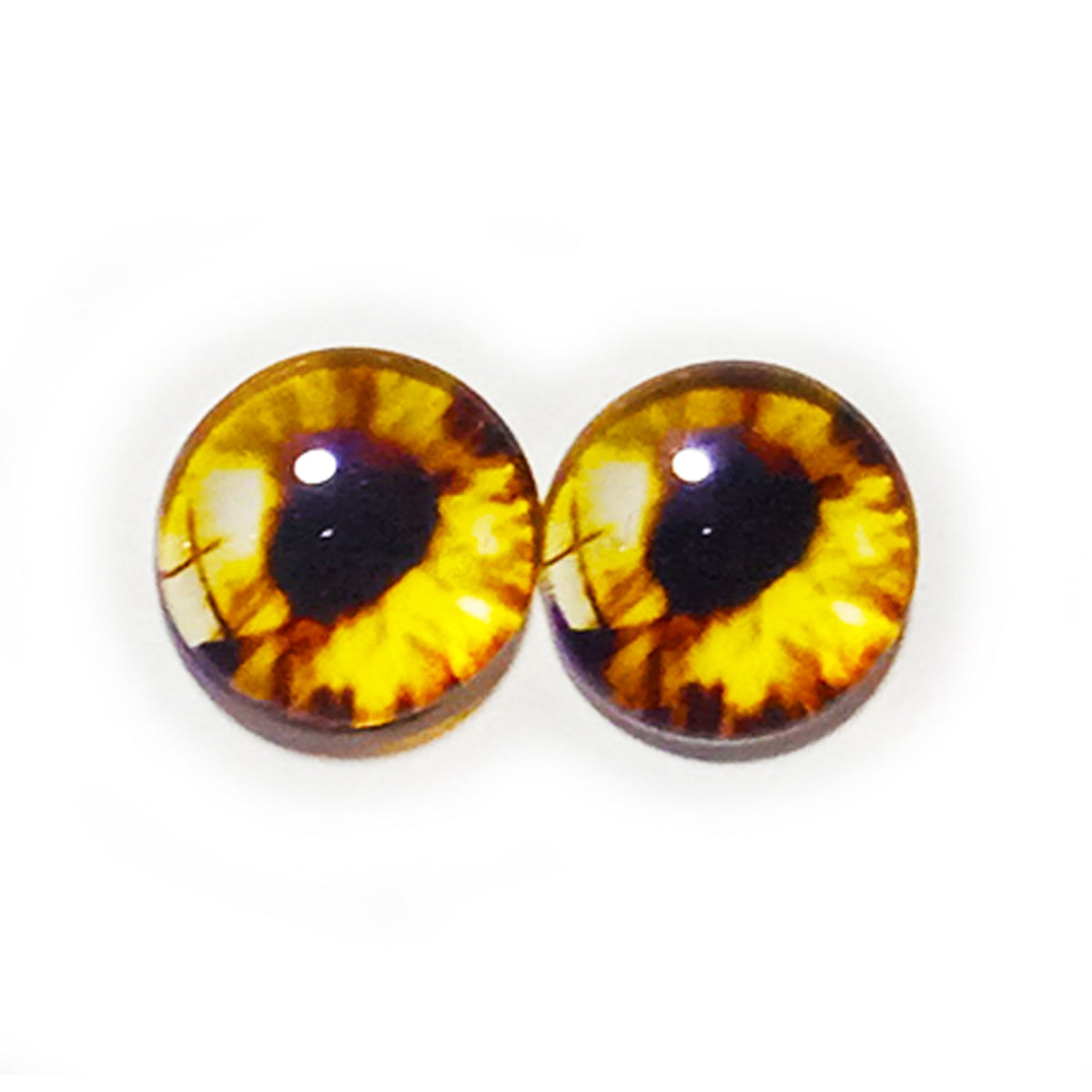 10pcs 6mm & 8mm Glass Cabochon Eyes – 10x 6-12mm Glass Eyes - Yellow Round Pupils