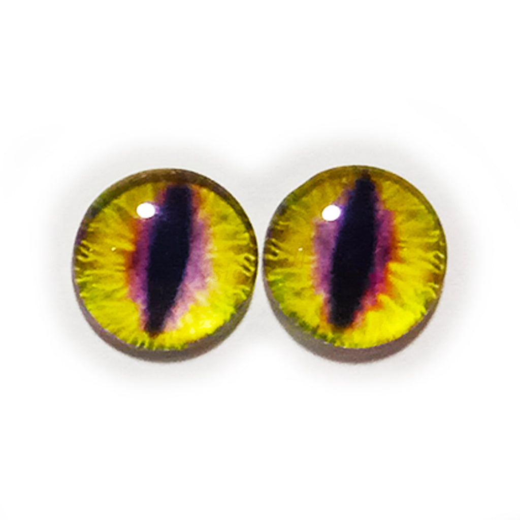 10pcs 6mm & 8mm Glass Cabochon Eyes – 10x 6-12mm Glass Eyes - Yellow Slit Pupils