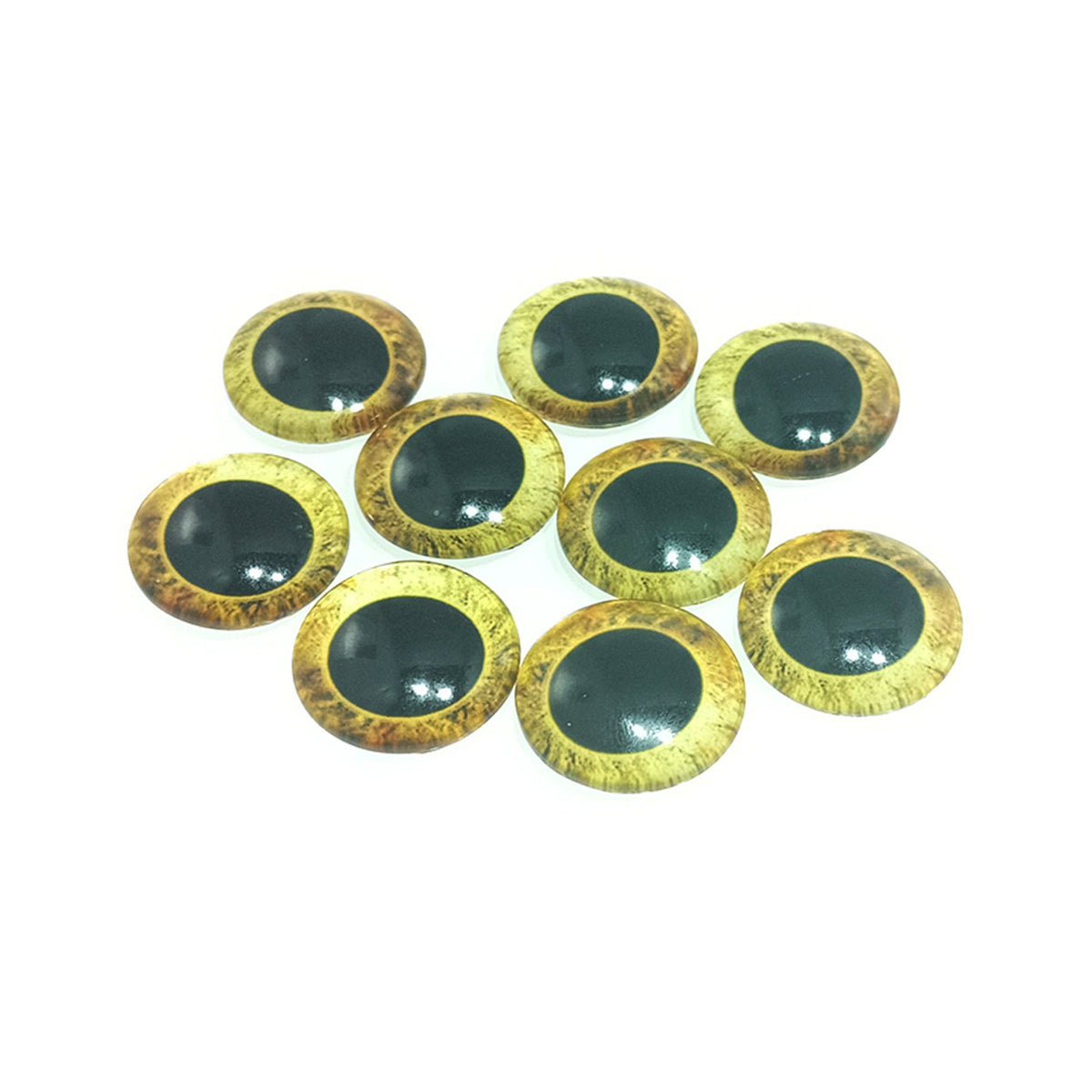 20mm Doll Owl Glass Eyes Large Pupils Cabochon – 10 Pieces / Yellow Brown, 40 Pieces / Yellow Brown