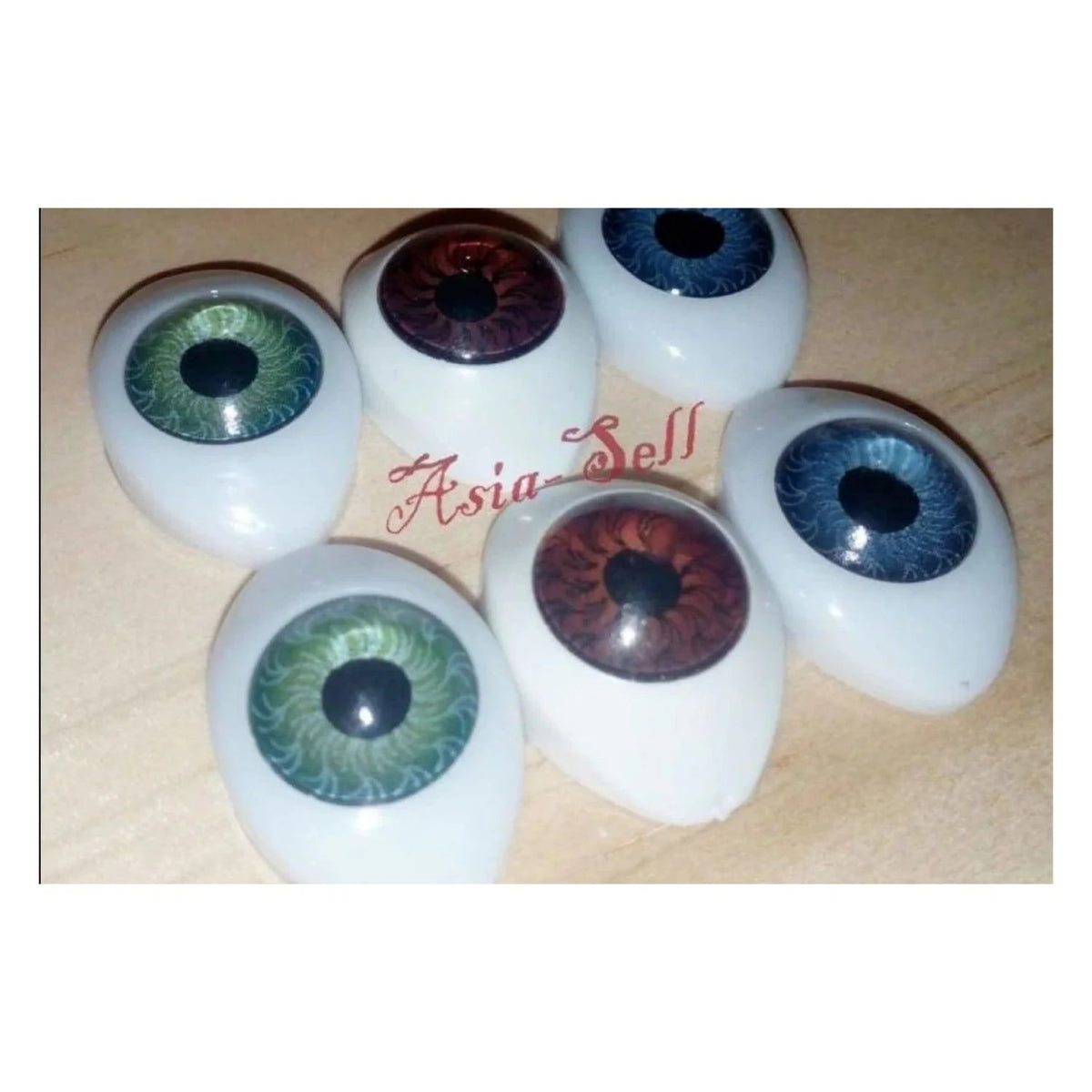 6pcs Oval Plastic Eyes 23 x 16mm 12mm Iris Dolls Green Grey Brown