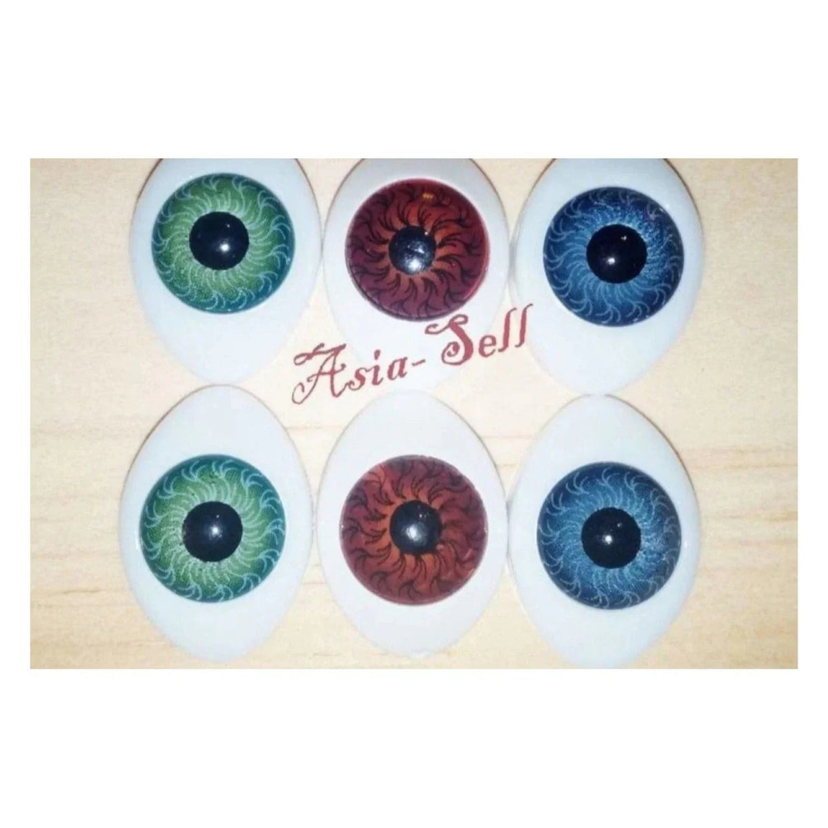 6pcs Oval Plastic Eyes 23 x 16mm 12mm Iris Dolls Green Grey Brown