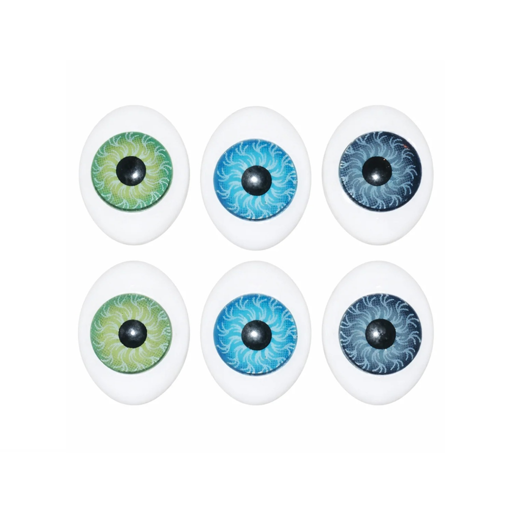 6pcs Oval Plastic Eyes 14x10mm 7mm Iris Reborn Dolls Green Blue Grey