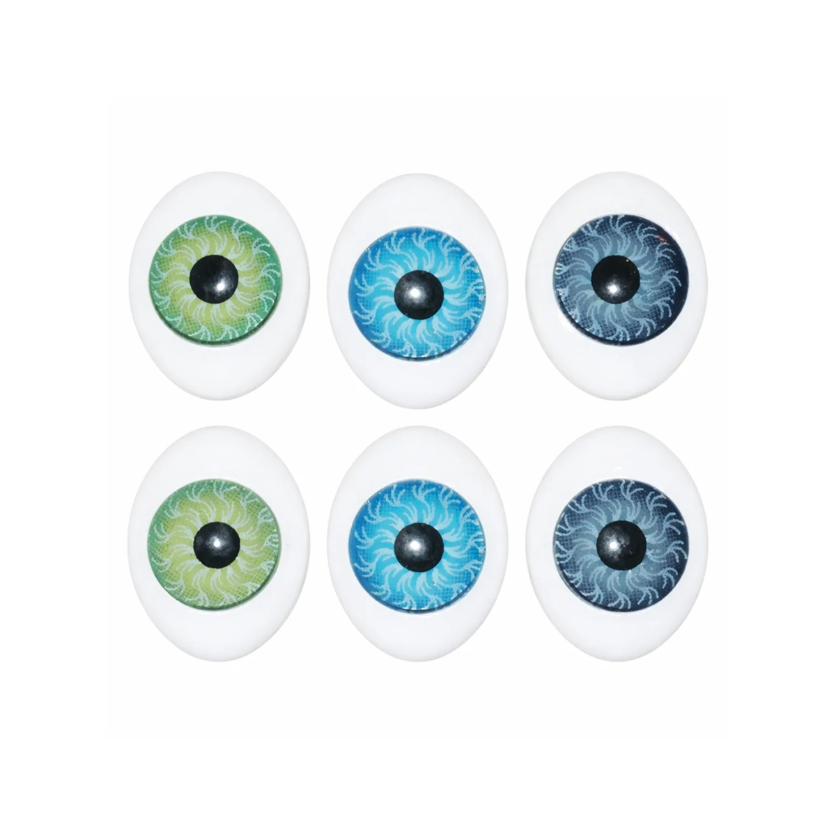 6pcs Oval Plastic Eyes 14x10mm 7mm Iris Reborn Dolls Green Blue Grey