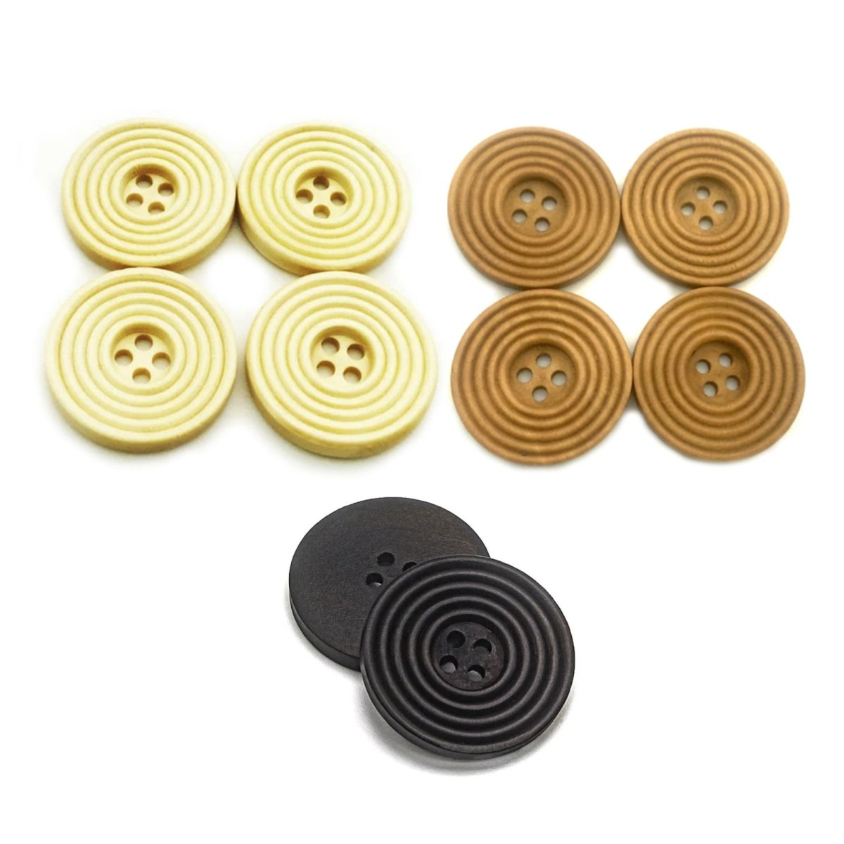 7pcs 30mm Ringed Wooden Extra Large Buttons