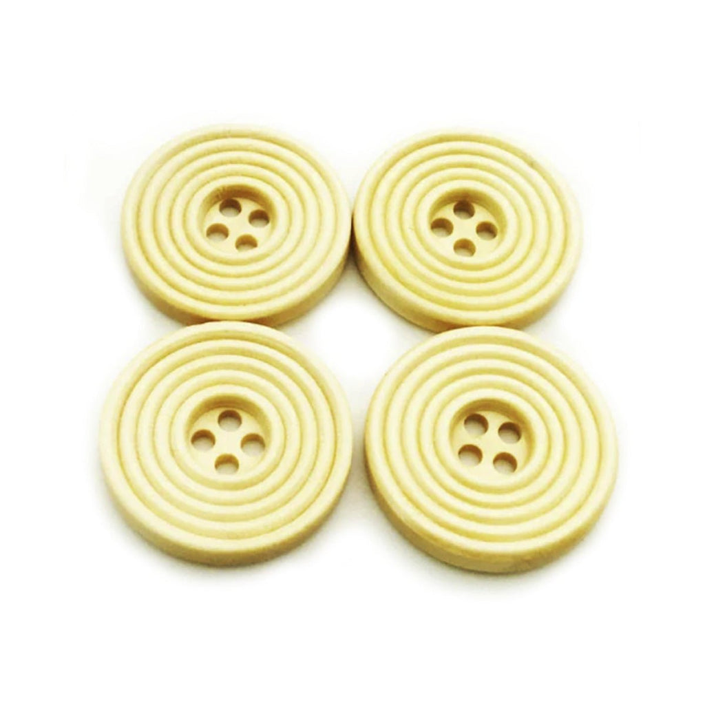 7pcs 30mm Ringed Wooden Extra Large Buttons – White