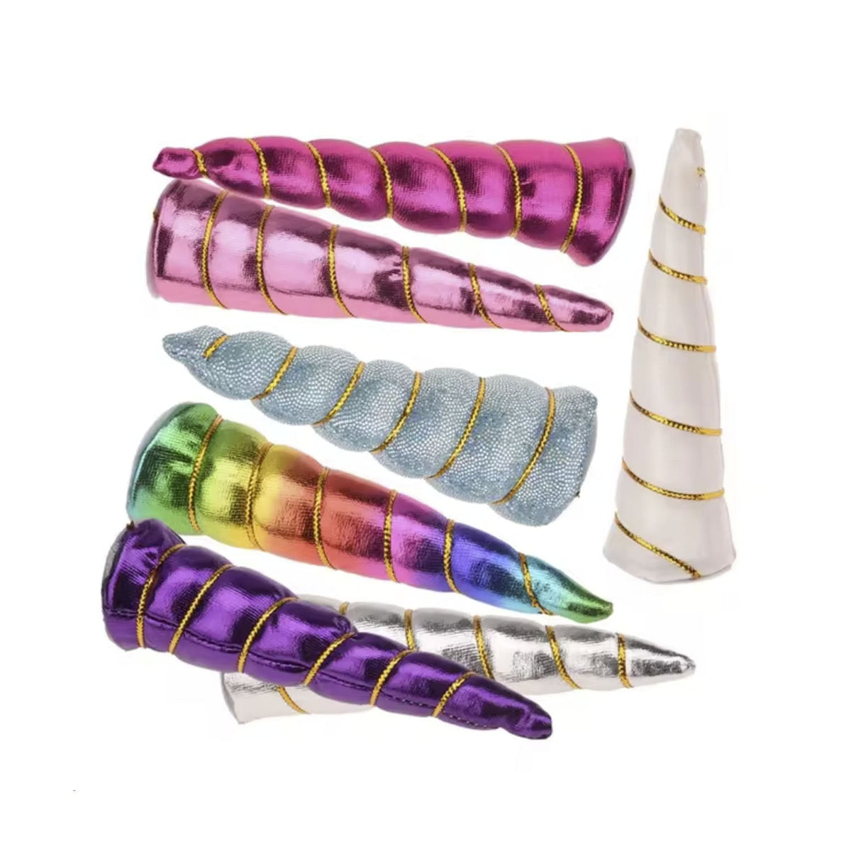 7pcs Mixed Coloured Unicorn Horns DIY Headband 10cm