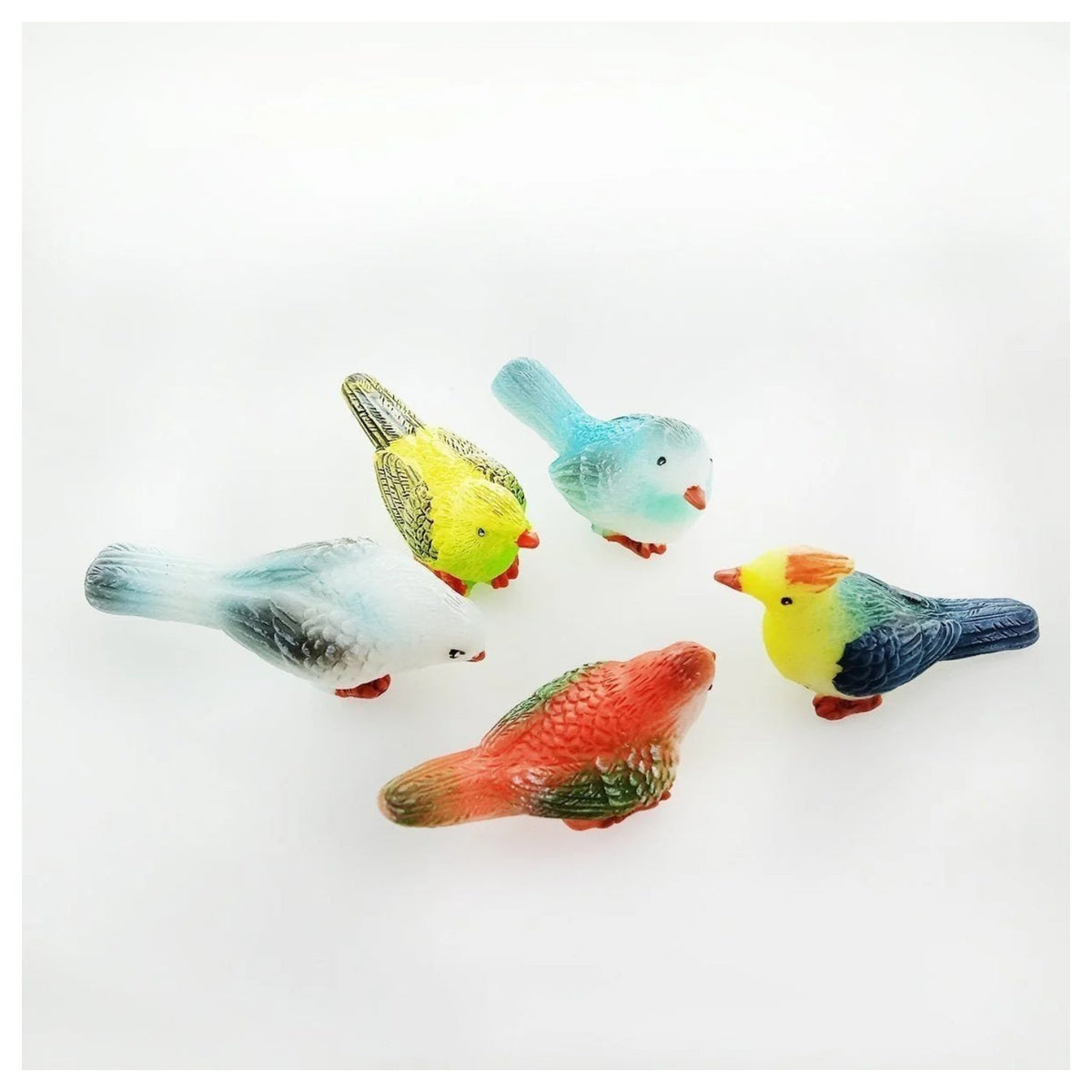 8 Birds in a Nest Resin Parrot Bird Nest Figurine Animal Model Home Decorations Miniature Fairy Garden Bonsai Modern Craft Decor - 8pcs + Nest - Asia Sell