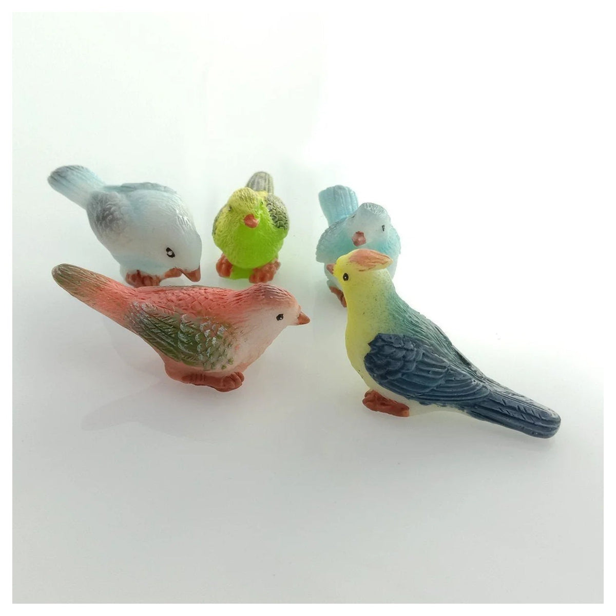8 Birds in a Nest Resin Parrot Bird Nest Figurine Animal Model Home Decorations Miniature Fairy Garden Bonsai Modern Craft Decor - 8pcs + Nest - Asia Sell