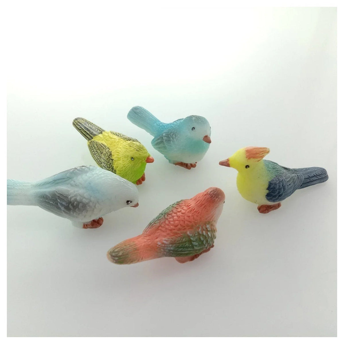 8 Birds in a Nest Resin Parrot Bird Nest Figurine Animal Model Home Decorations Miniature Fairy Garden Bonsai Modern Craft Decor - 8pcs + Nest - Asia Sell