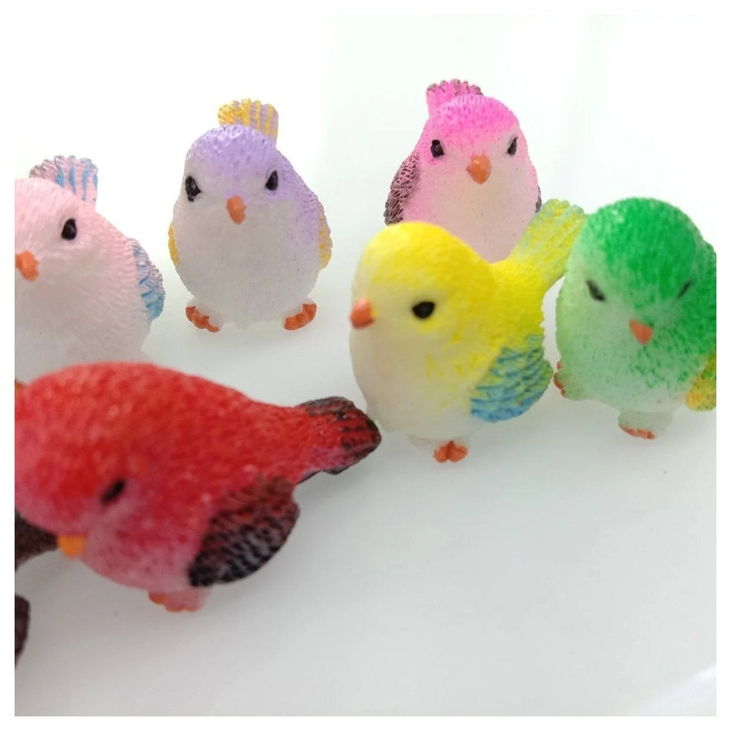 8 Birds in a Nest Resin Parrot Bird Nest Figurine Animal Model Home Decorations Miniature Fairy Garden Bonsai Modern Craft Decor - 8pcs + Nest - Asia Sell