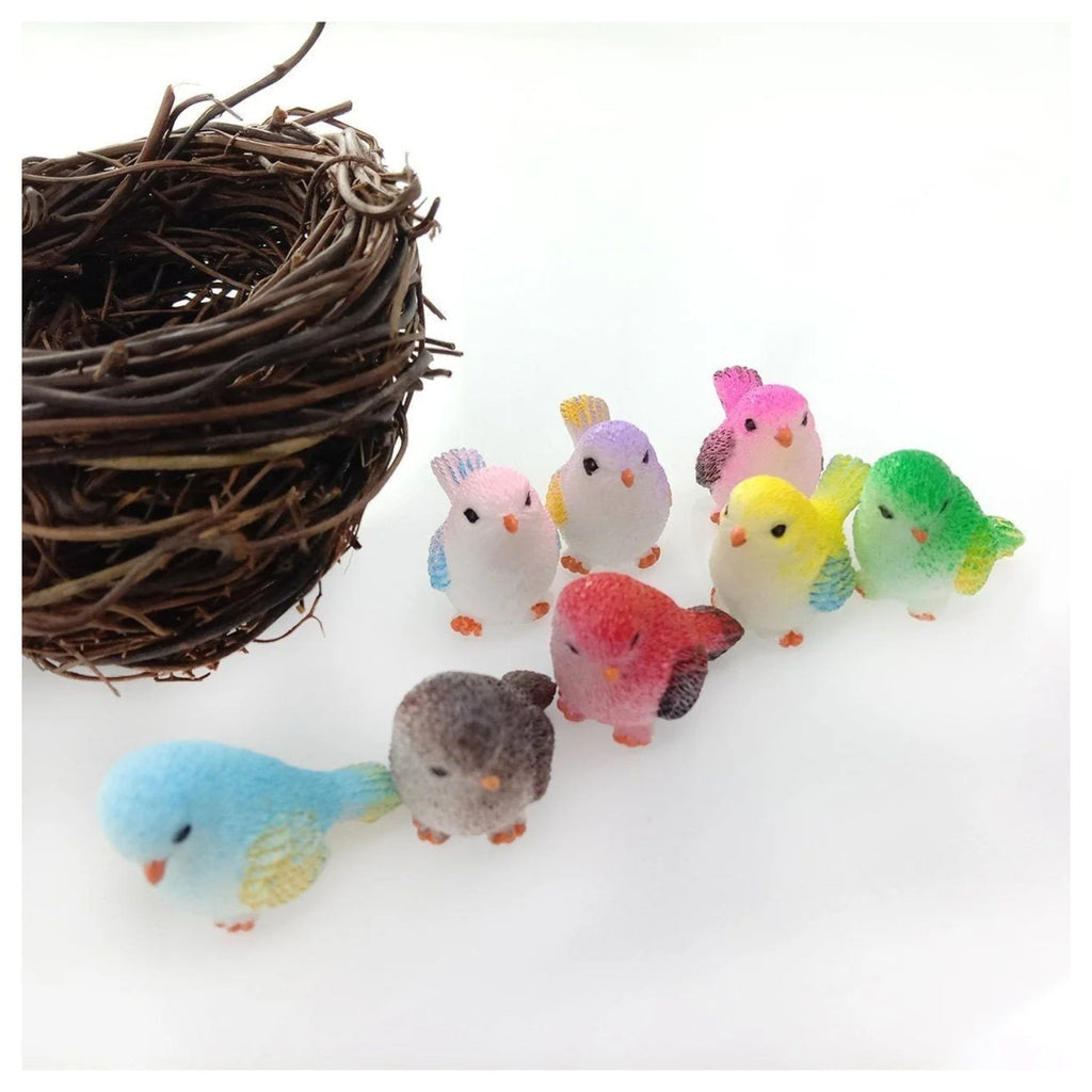 8 Birds + Nest Resin Parrot Bird Nest Figurine Animal Model Home Decorations Miniature Fairy Garden Bonsai Modern Decor Craft - - Asia Sell
