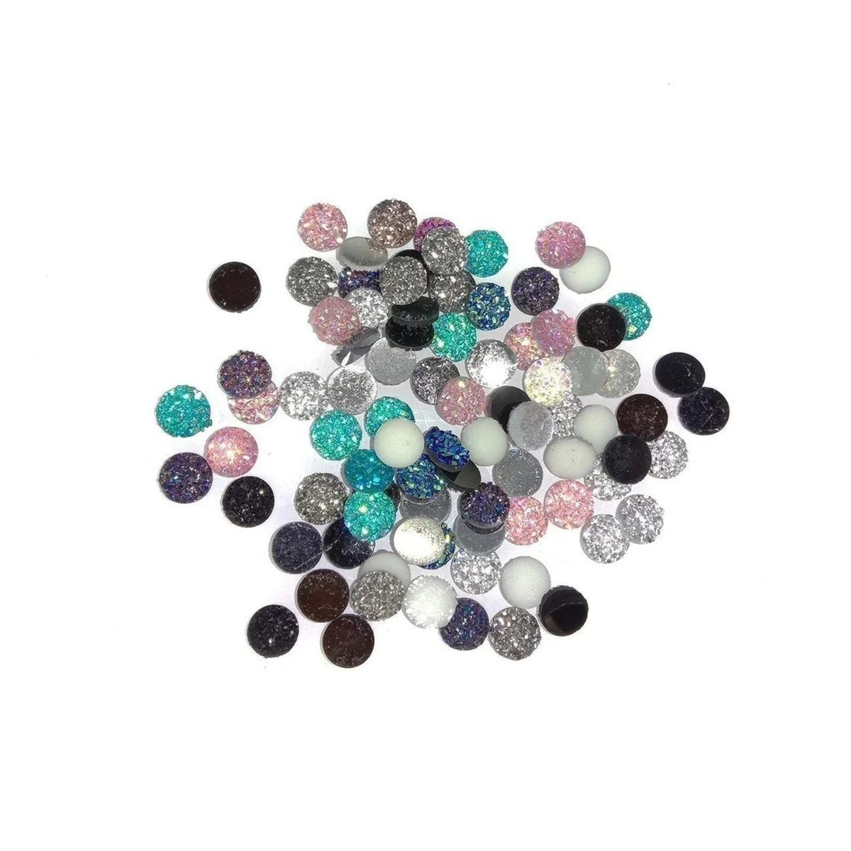 80pcs Resin Cabochon Mixed Colours 8mm-12mm Convex