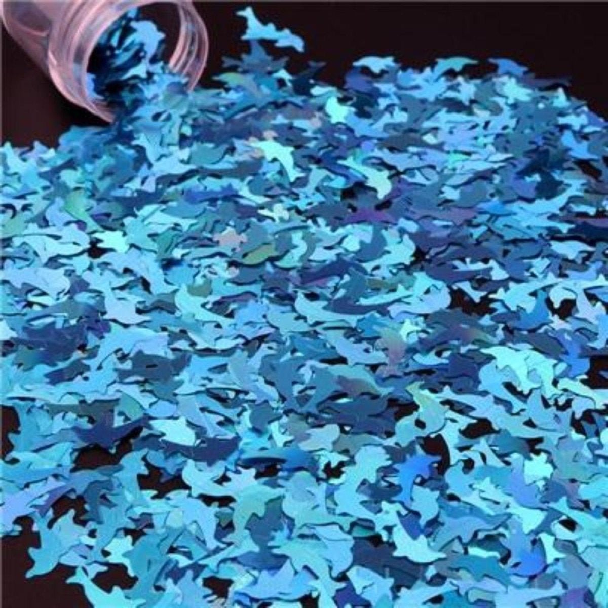 8g Holographic Nail Art Sequins 10mm Dolphin Turtle – Aqua Dolphin
