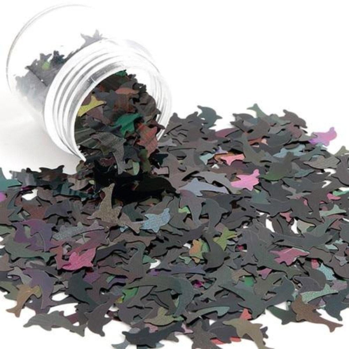 8g Holographic Nail Art Sequins 10mm Dolphin Turtle – Black Dolphin