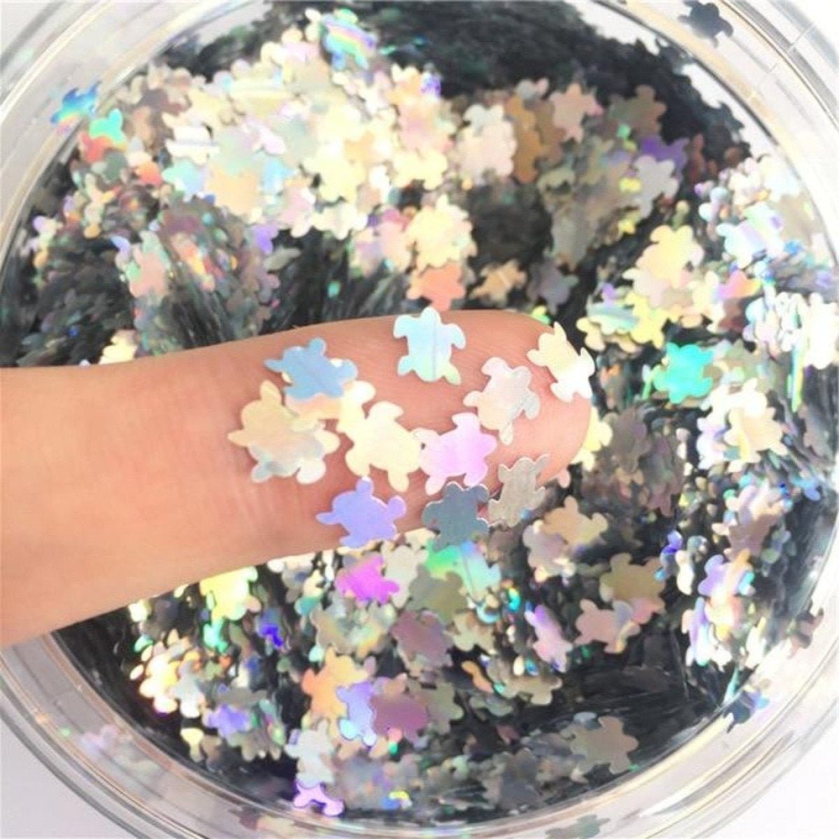 8g Holographic Nail Art Sequins 10mm Dolphin Turtle – Silver Turtle