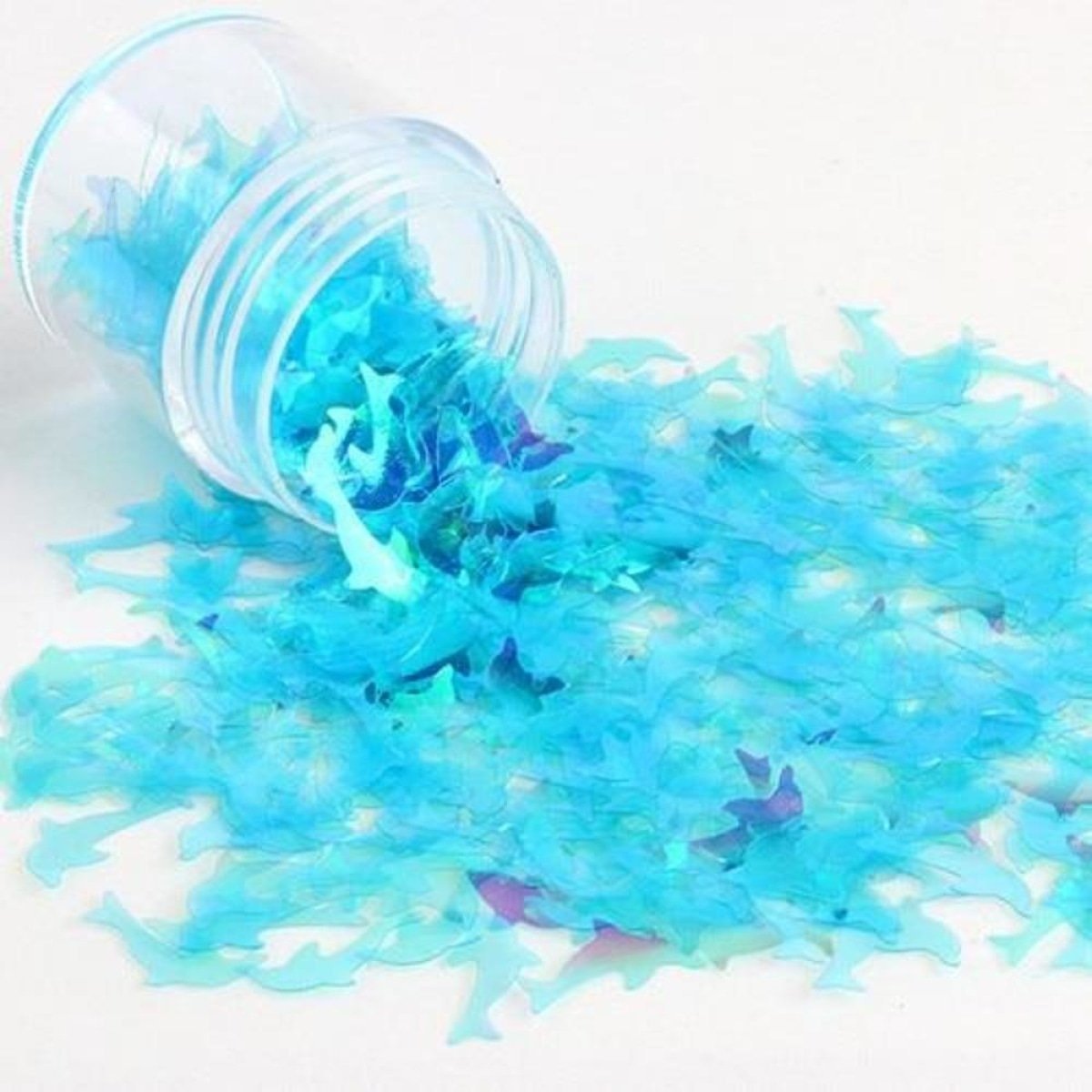 8g Holographic Nail Art Sequins 10mm Dolphin Turtle – Transparent Blue Dolphin