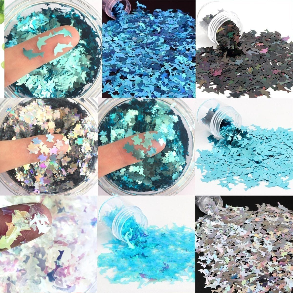 8g Holographic Nail Art Sequins 10mm Dolphin Turtle