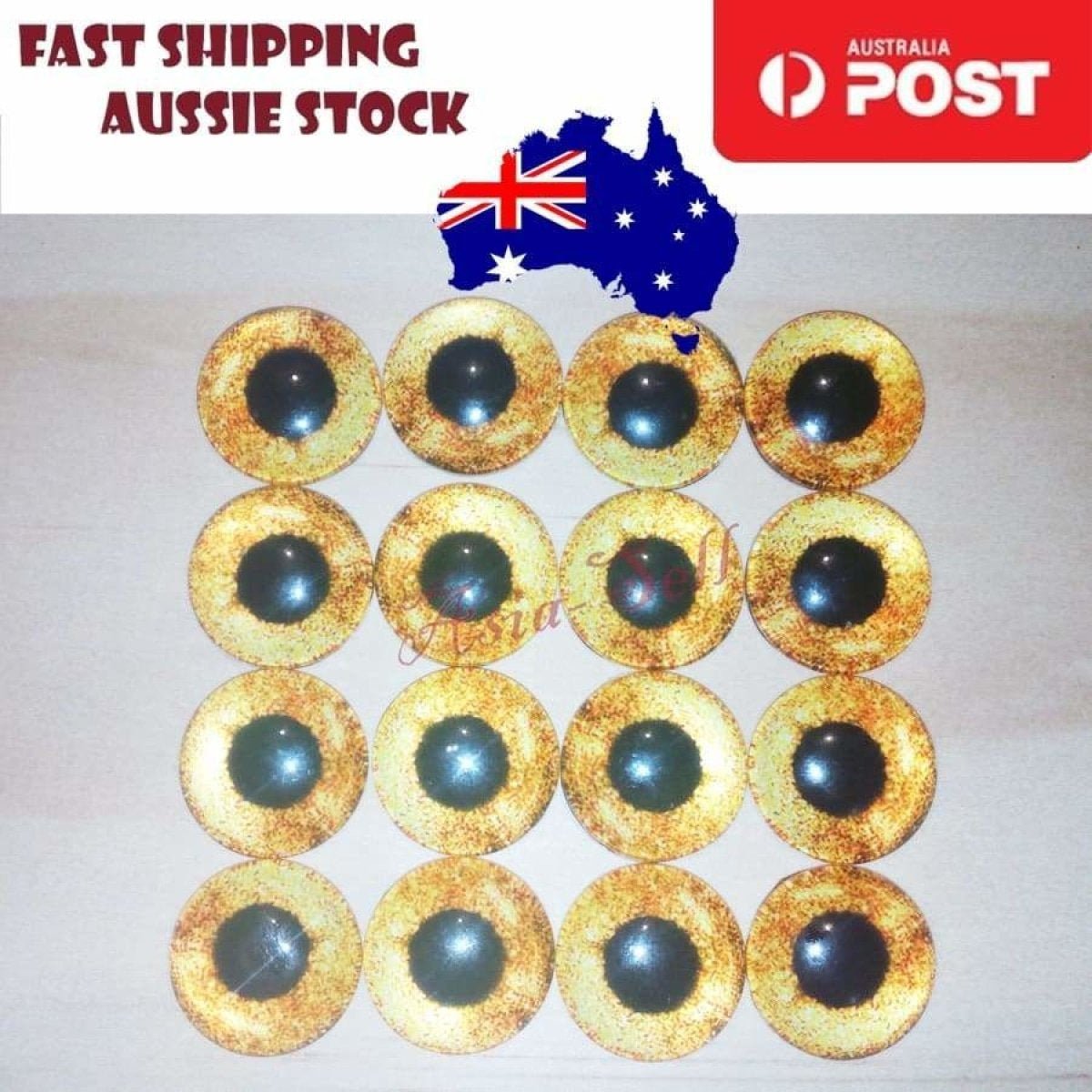8pcs 12mm Glass Doll Eyes – Pink, Blue, Red, Grey, Green, Yellow