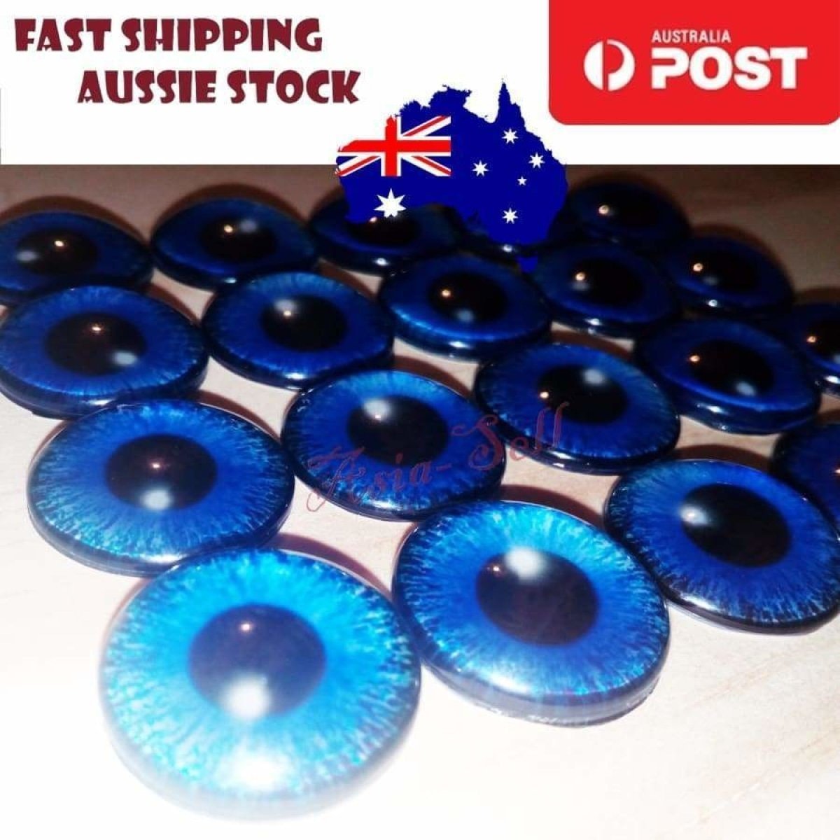8pcs 16mm Glass Doll Eyes DIY Craft Toy – Blue