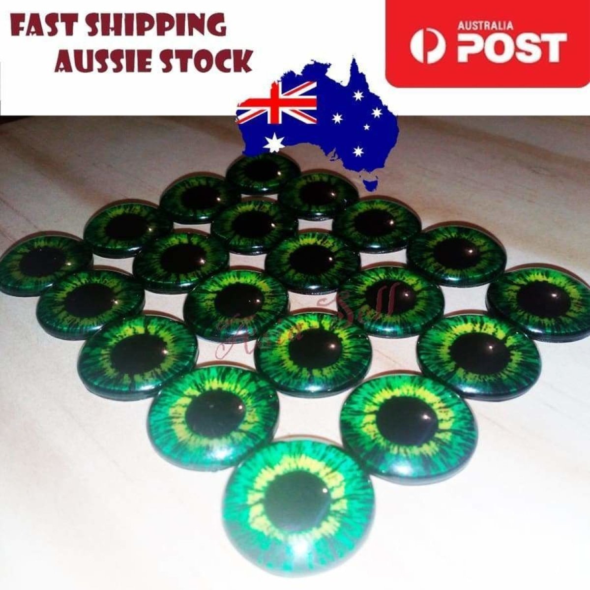 8pcs 16mm Glass Doll Eyes DIY Craft Toy – Green Yellow