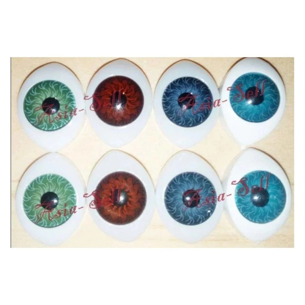 8pcs Oval Plastic Eyes 14x10mm 8mm Iris Reborn Dolls Green Blue Brown