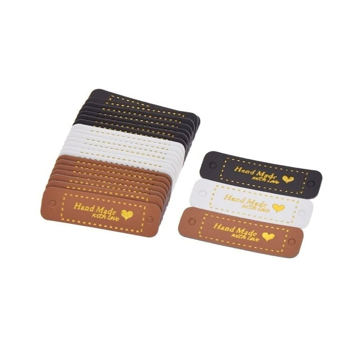 PU Leather Garment Labels with Gold Writing