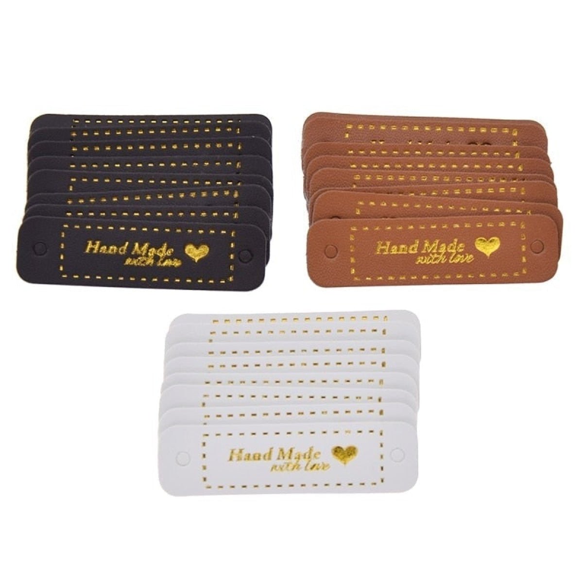 PU Leather Garment Labels with Gold Writing