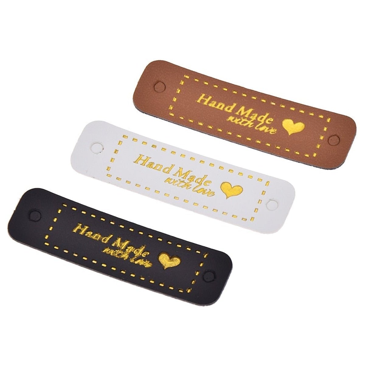 PU Leather Garment Labels with Gold Writing