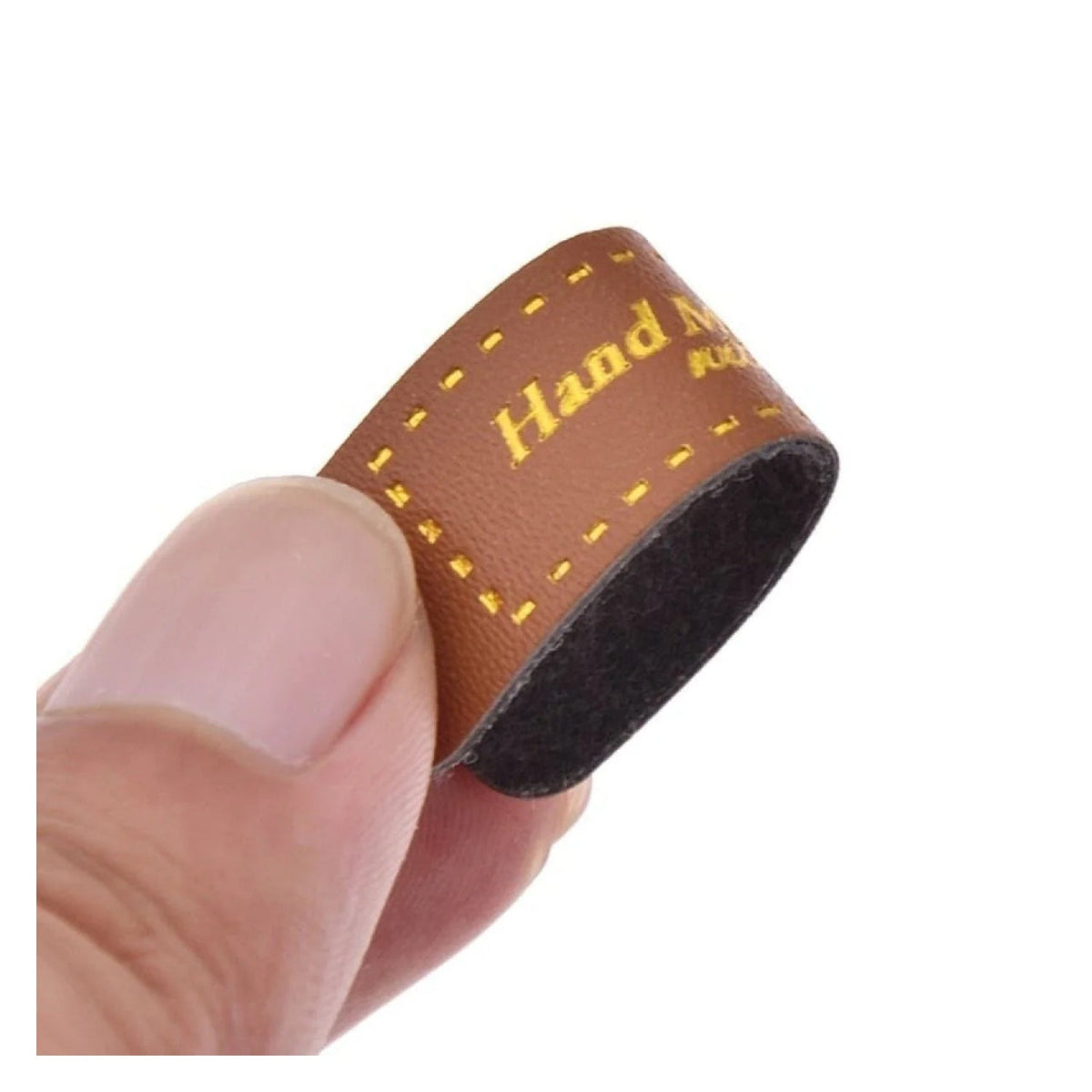 PU Leather Garment Labels with Gold Writing