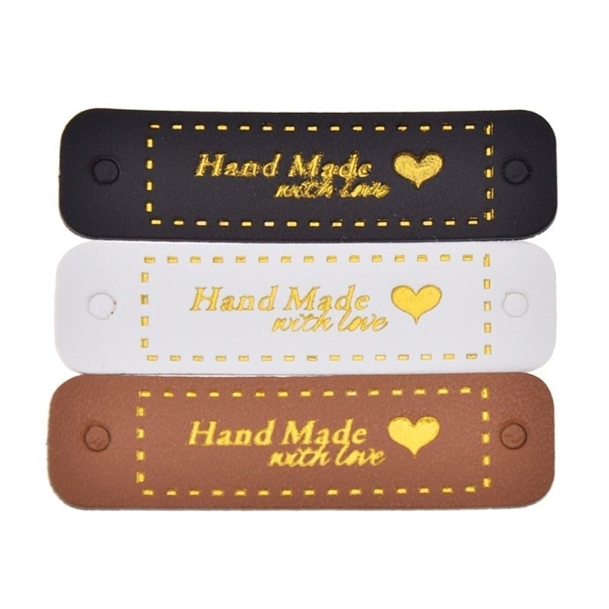 PU Leather Garment Labels with Gold Writing