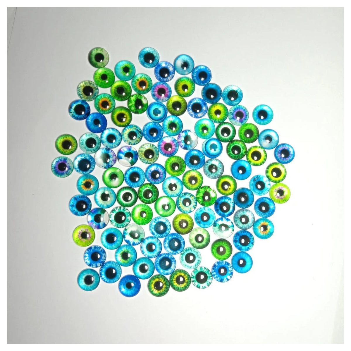 Bright Colourful 12mm Half Dome Glass Cabochons – 45 Pairs Flat Back