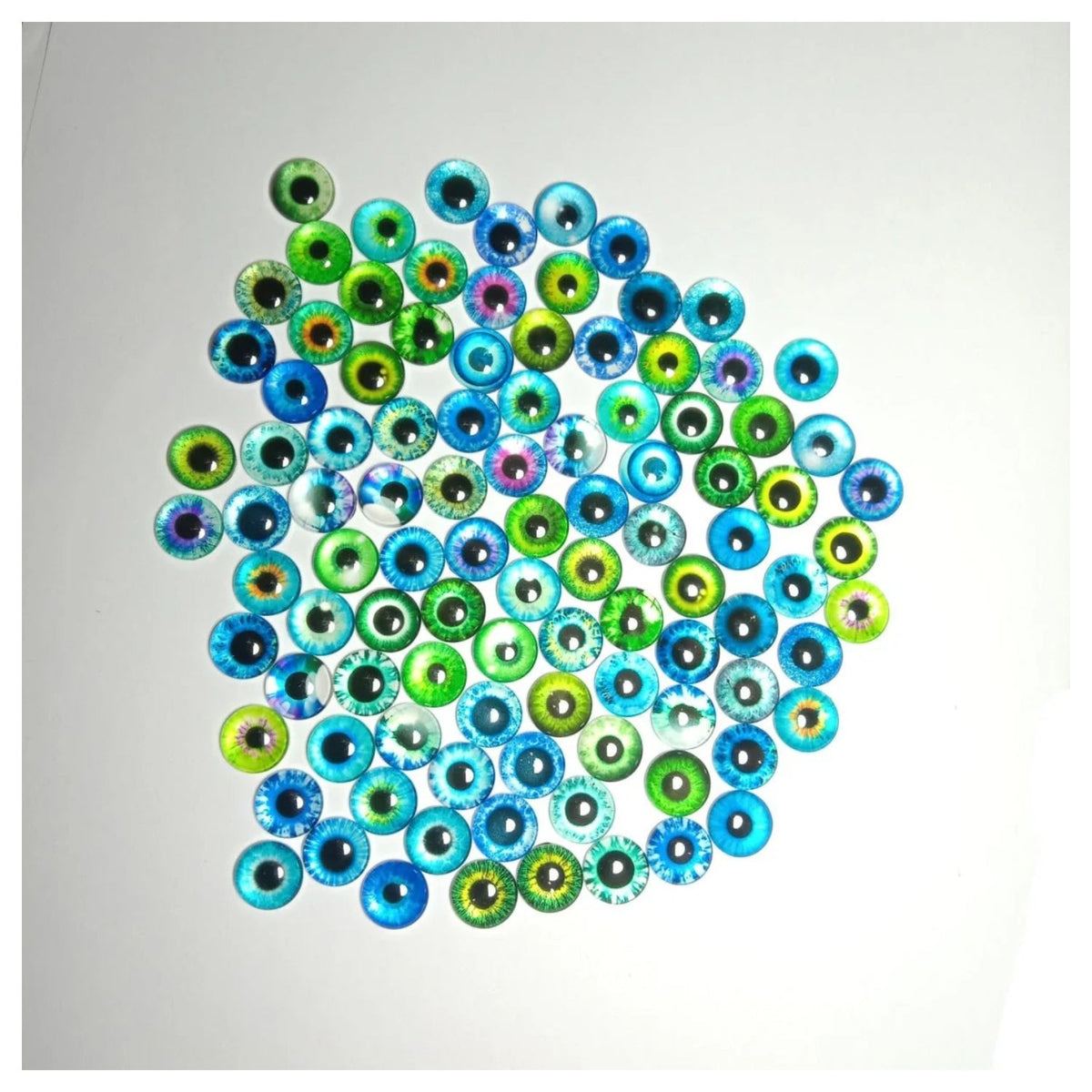 Bright Colourful 12mm Half Dome Glass Cabochons – 45 Pairs Flat Back