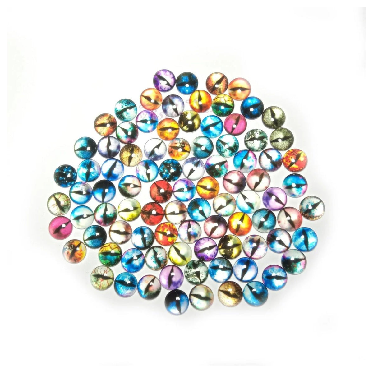 45 Pairs 12mm Cats Eye Glass Cabochons Mixed Flat Back